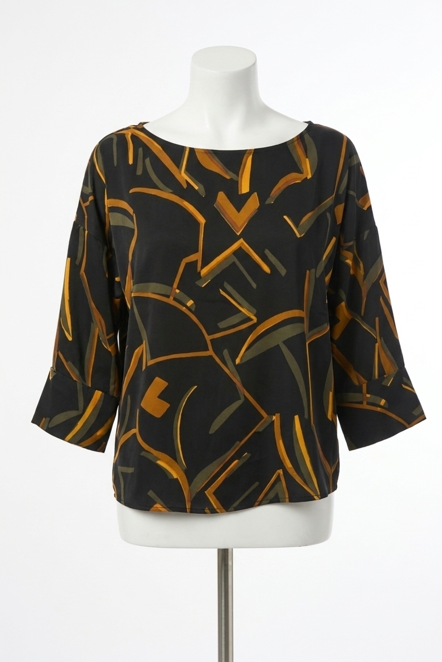 NEW JOSEPH RIBKOFF geometric print 3/4 sleeve boxy top